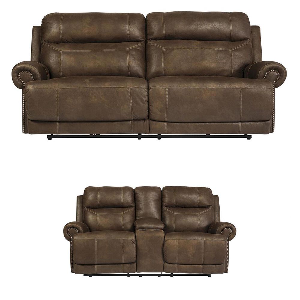 Signature Design by Ashley Austere Reclining Sofa and Loveseat in Brown, , large
