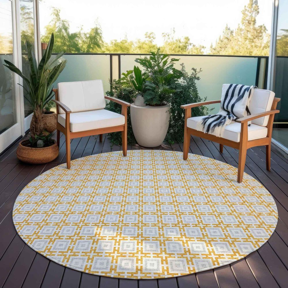 Dalyn Rug Company Marlo 6&#39; Round Gold Indoor/Outdoor Area Rug, , large