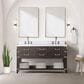 Lexora Home Norwalk 60" Double Bathroom Vanity in Brown Oak with White Carrara Marble Top and Rectangular Sinks, , large