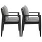 Blue River Grand Outdoor Dining Arm Chair with Dark Gray Cushion in Black (Set of 2), , large