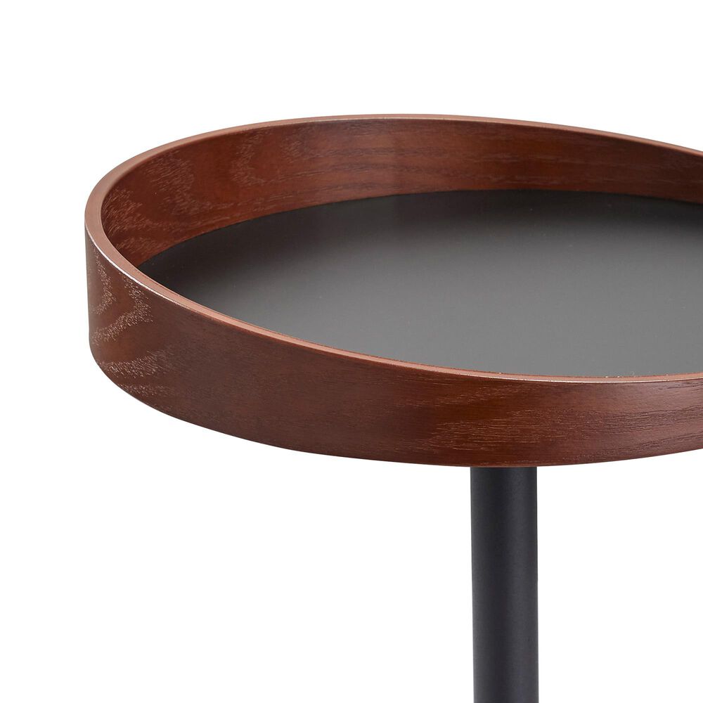 Adesso Crater End Table in Black and Walnut, , large