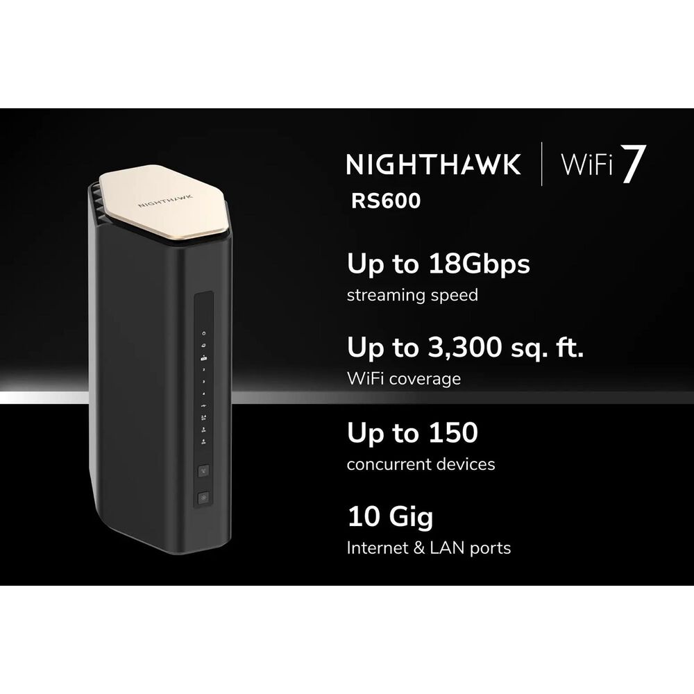 NETGEAR Nighthawk RS600 Wi-Fi 7 Tri-Band Router in Black, , large