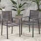 Hearth and Haven Outdoor Modern Aluminum Dining Chair with Dark Gray Rope Weave Seat in Gray (Set of 2), , large