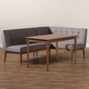 Baxton Studio Arvid 3-Piece Dining Nook Set in Gray, , large