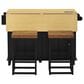 HOMLUX Farmhouse Kitchen Island with Drop Leaf and 2 Stools in Black, Natural and Rustic Brown, , large