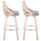 LumiSource Charlotte Swivel Bar Stool with Light Grey Fabric Upholstery in Whitewashed and Chrome (Set of 2), , large