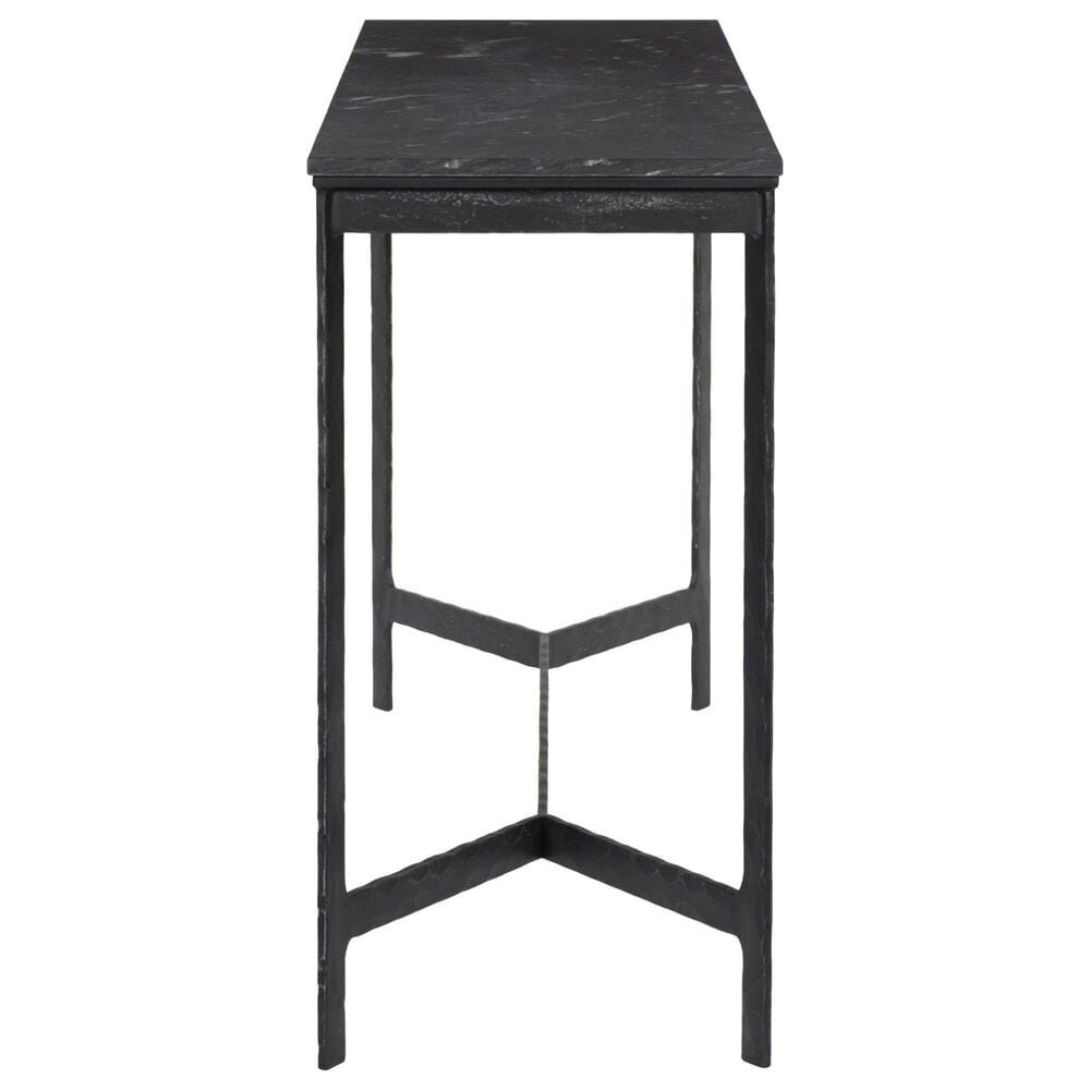 Four Hands Hammered Iron Console Table-Charcoal Marble, , large