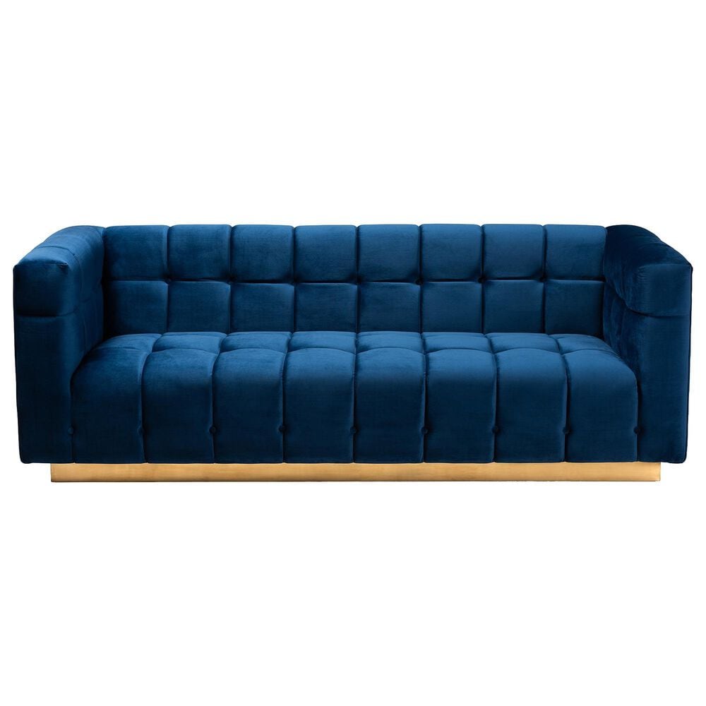 Baxton Studio Loreto Stationary Sofa in Navy Blue Velvet, , large