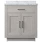 Lexora Home Abbey 30" Single Bathroom Vanity in White Oak with 2 cm White Carrara Marble Top and Rectangular Sink, , large