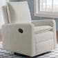 M Design Village Uptown Swivel Push Back Rocker Recliner in Boucle White, , large