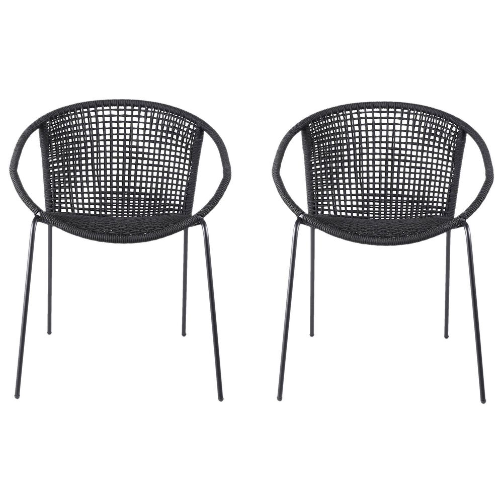 Blue River Snack Outdoor Dining Chair with Rope Seat in Black (Set of 2), , large