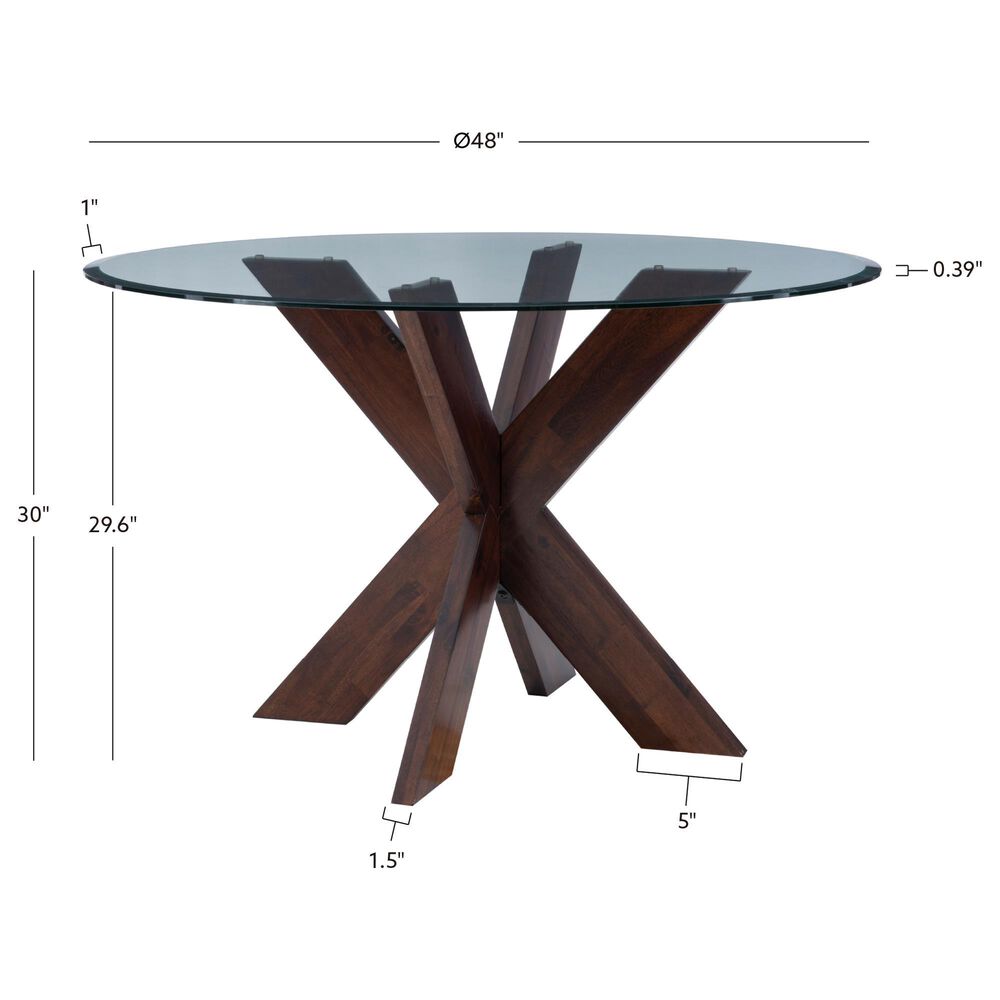 Linon Home Decor Adler X-Base Dining Table with Glass Top in Espresso and Clear - Table Only, , large