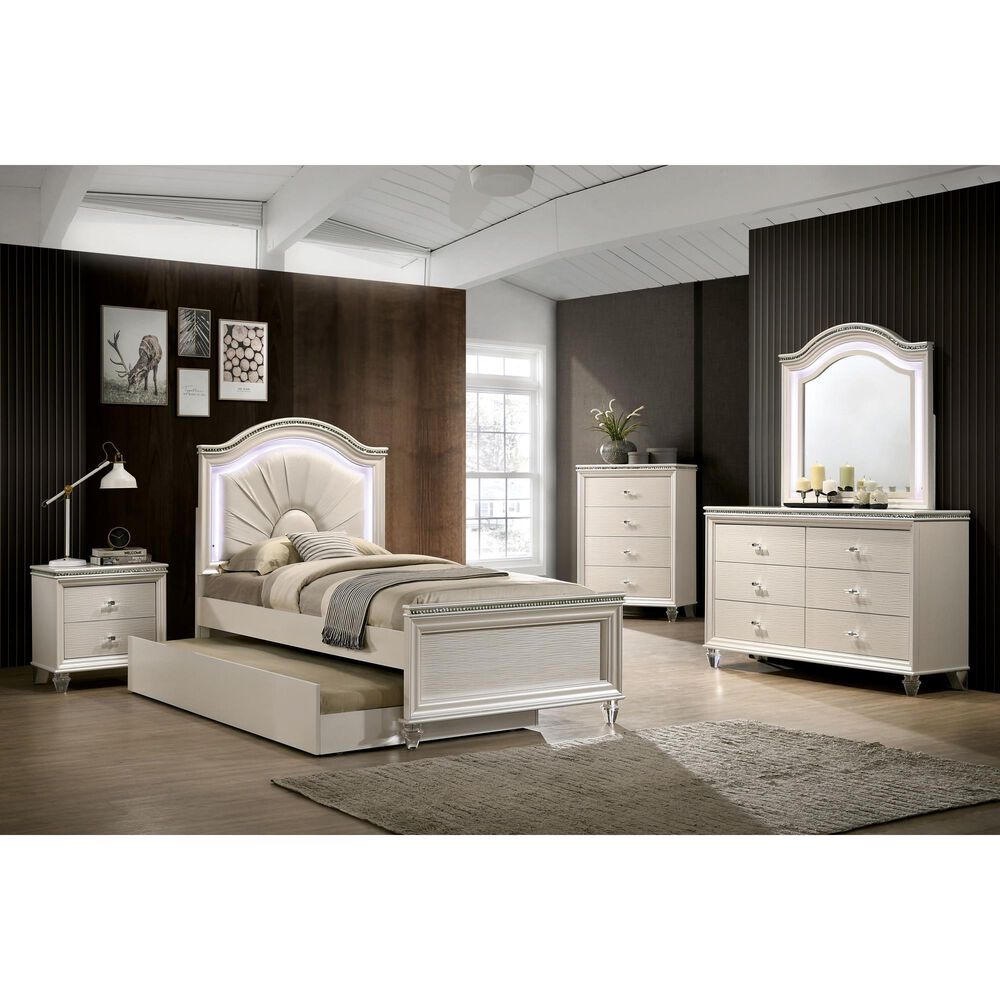 Furniture of America Norris Full Platform Bed in Pearl White, , large