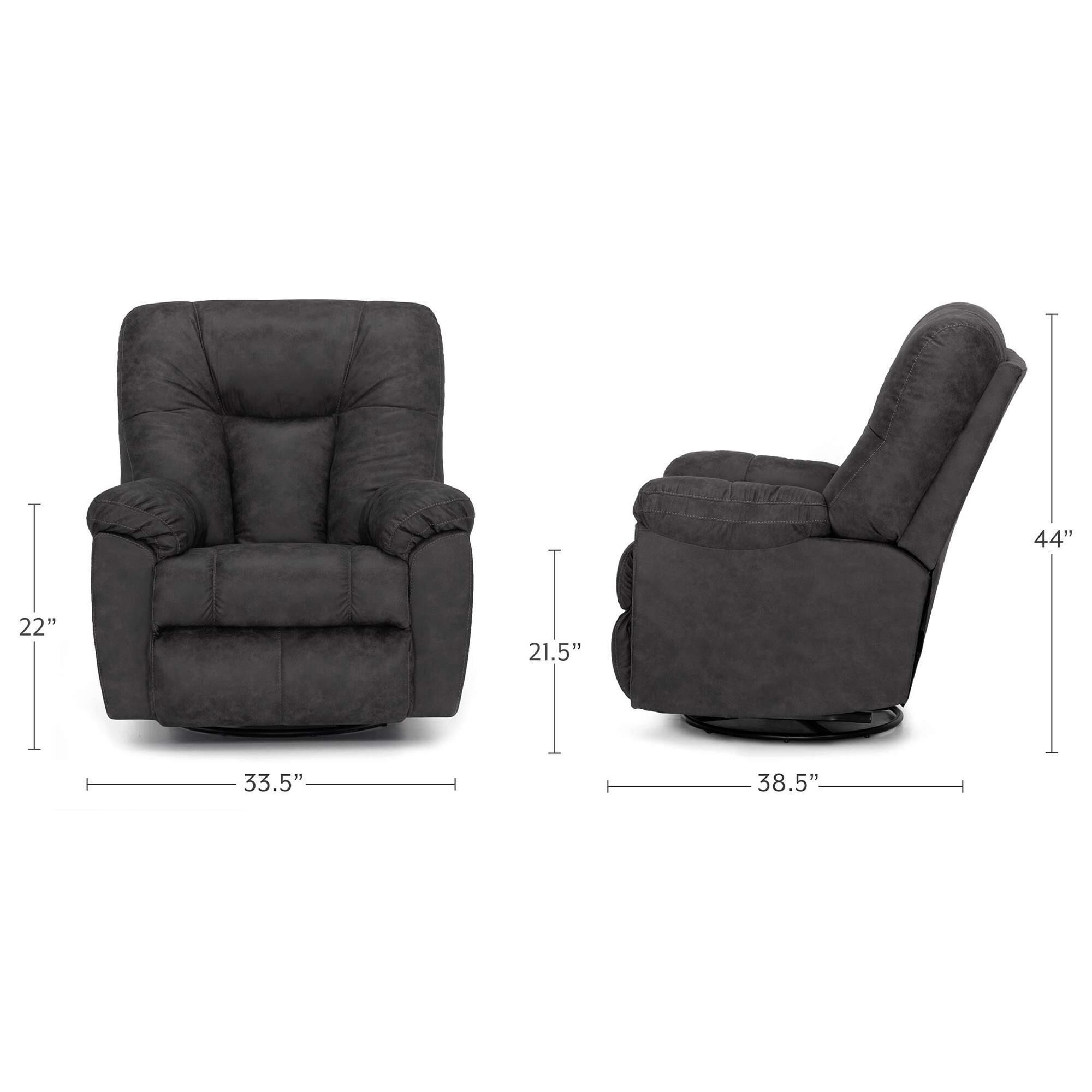 Moore Furniture Connery Manual Swivel Rocker Recliner in Amargo Slate