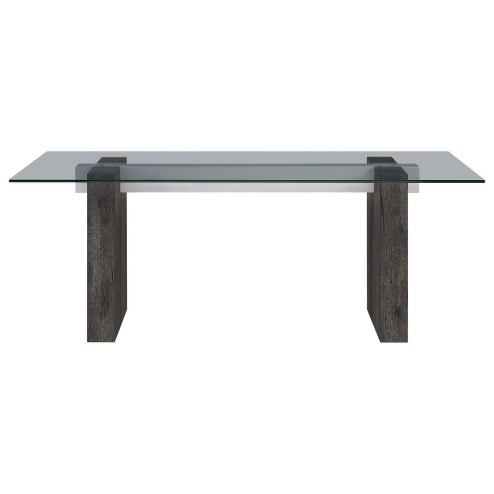 Modern Market 7-Piece Rectangular Dining Set in Clear and Dark Brown, , large