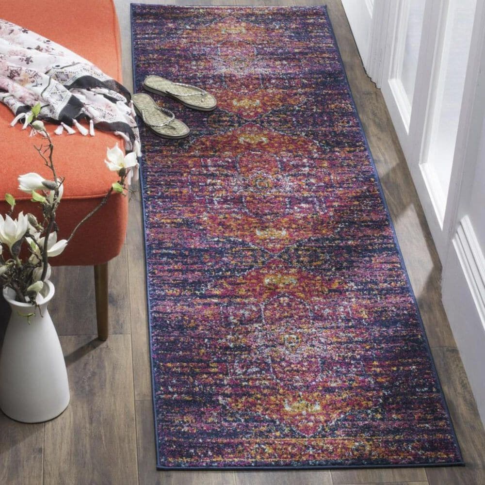 Safavieh Evoke EVK275F 2&#39;2&quot; x 15&#39; Blue and Fuchsia Runner, , large