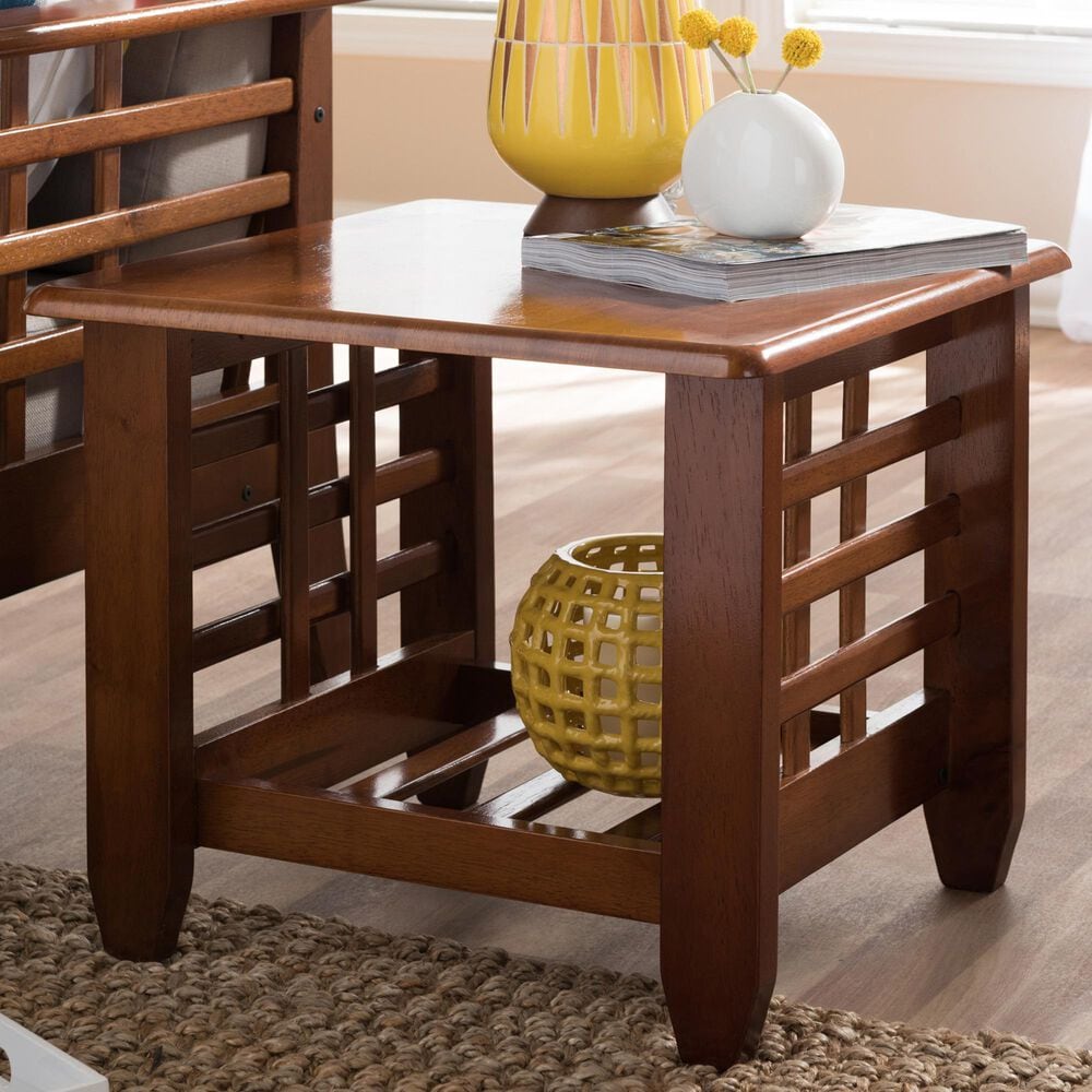 Baxton Studio Larissa End Table in Cherry Brown, , large