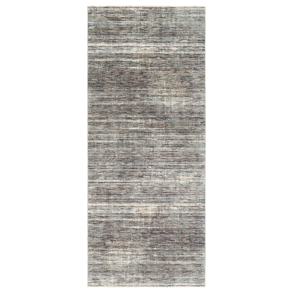 Surya Presidential Abstract 3"3" x 8" Charcoal, Ivory and Blue Runner, , large