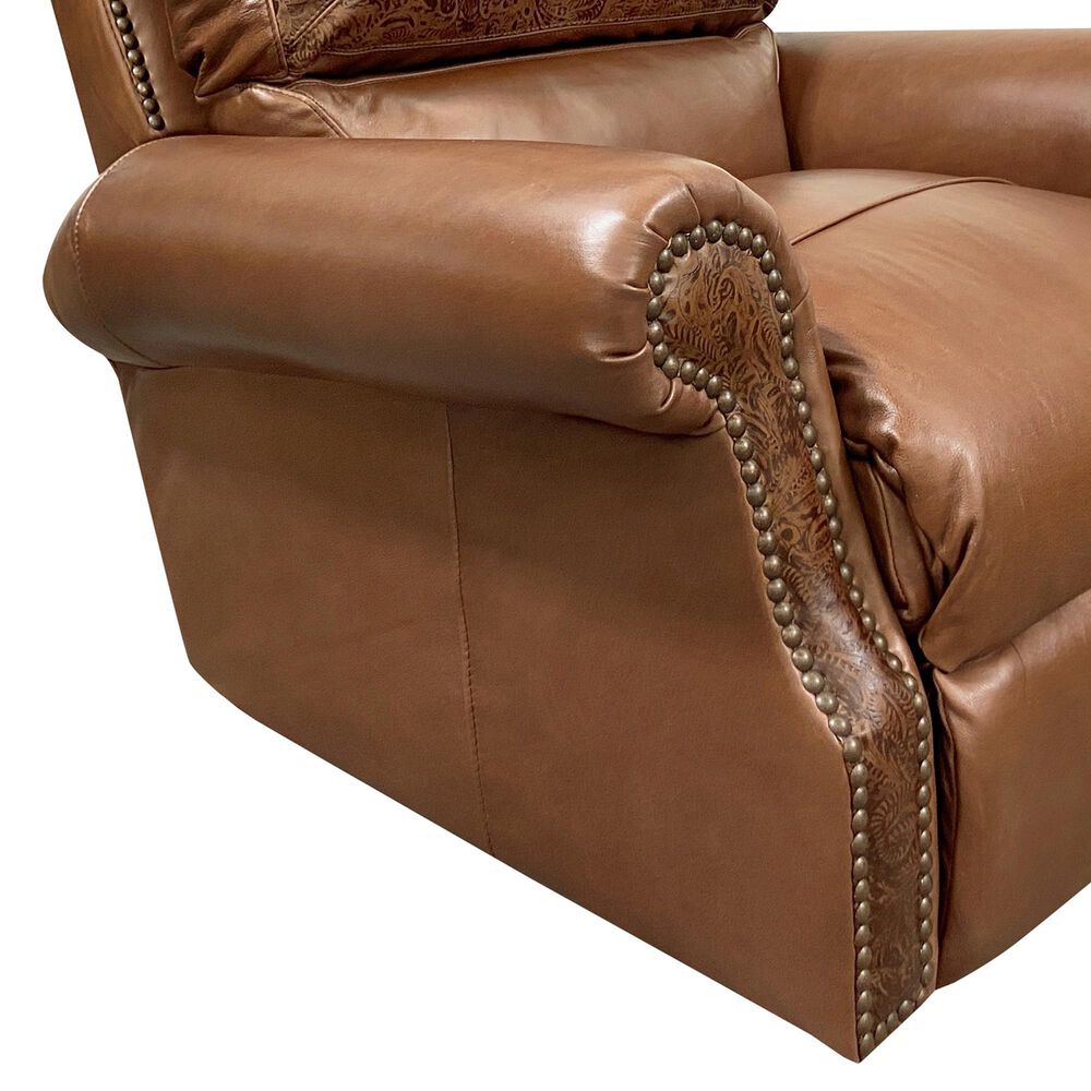 USA Premium Leather 7500 Power Leather Recliner in Almond and Pasiley, , large