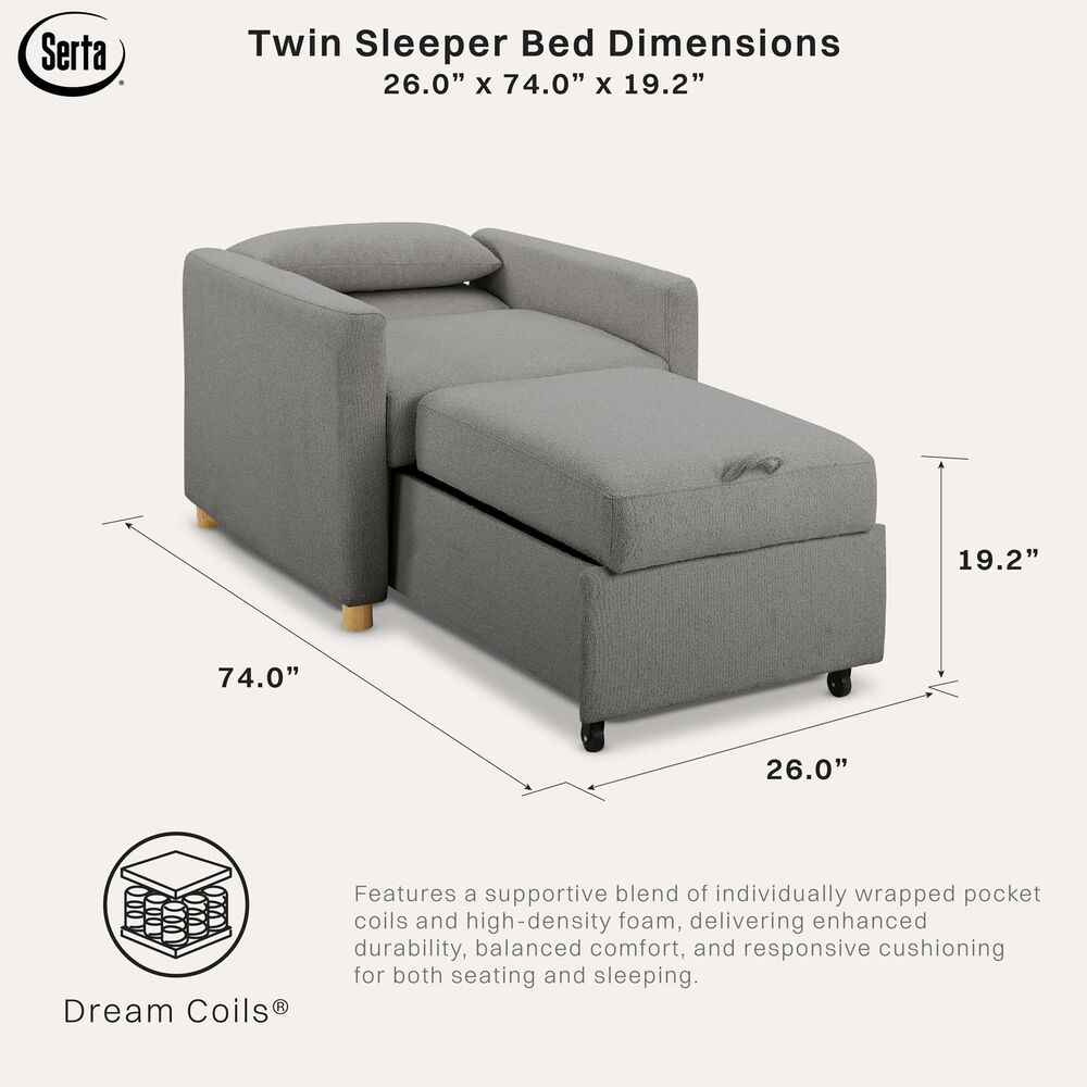 Lifestyle Solutions Conley Convertible Chair in Grey, , large