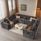 Noviland HOMLUX Modular Floor Sofa with Plush Corduroy, U-Shaped Sectional Couch with Chaise in Gray, , large