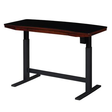 Fabio Flames Adjustable Height Desk with Glass Top in Meridian Cherry, , large