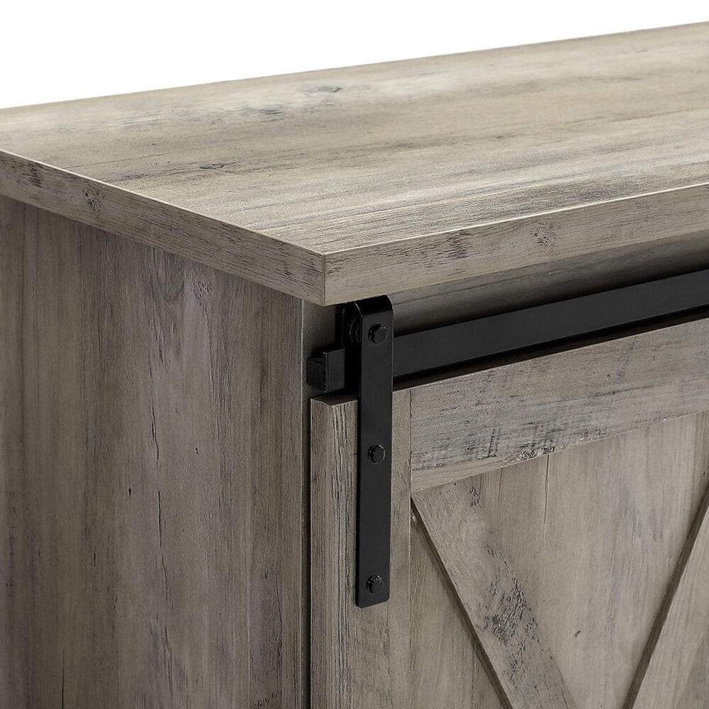 Walker Edison 58&quot; Sliding Barn Door TV Stand in Grey Wash, , large