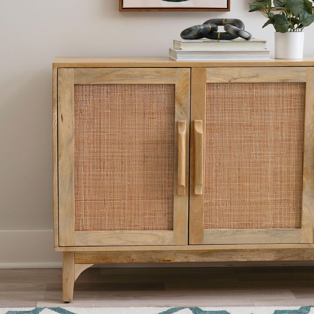 Linon Home Decor Janie 3-Door Cabinet in Natural, , large