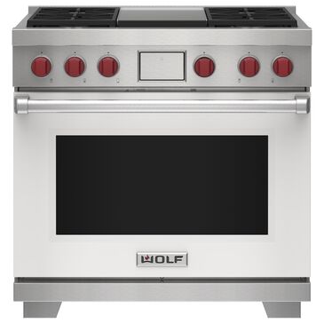Wolf Appliances 6.3 Cu. Ft. Freestanding Dual Fuel Range with Natural Gas and Infrared Griddle in White, , large