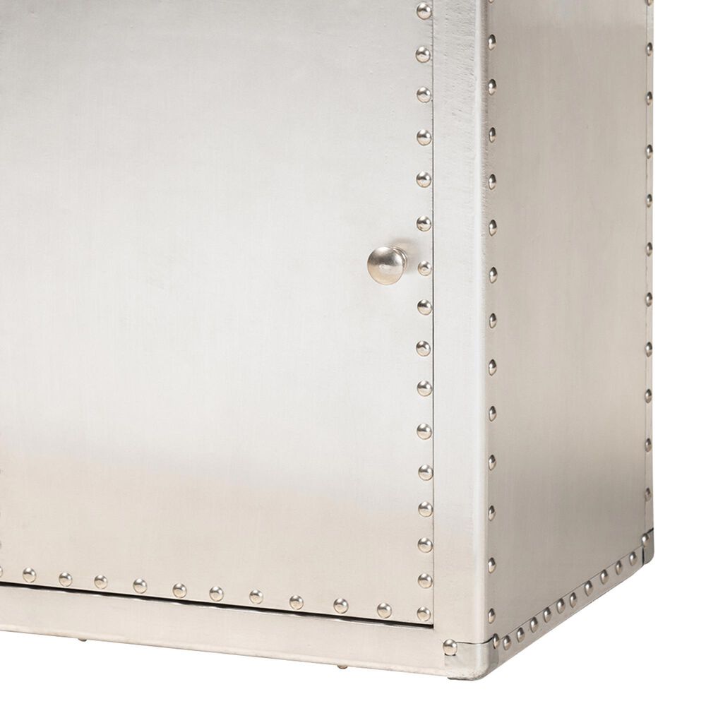 Baxton Studio Serge 1-Door Accent Storage Cabinet in Silver, , large