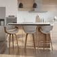 LumiSource Curvini 30" Swivel Barstool with Grey Upholstery in Walnut and Chrome (Set of 2), , large