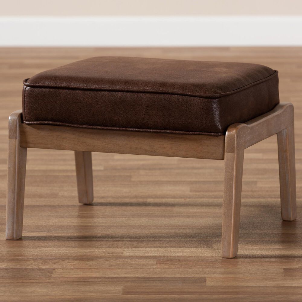 Baxton Studio Sigrid Upholstered Ottoman in Dark Brown, , large