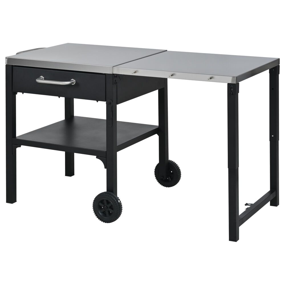 Hearth and Haven Outdoor Foldable Kitchen Cart with Side Table in Black, , large