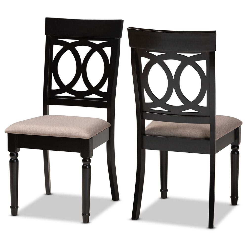 Baxton Studio Lucie Side Chair with Sand Cushion in Espresso Brown (Set of 2), , large