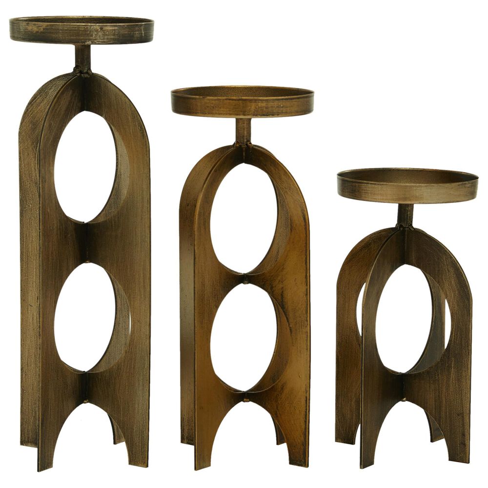Maple and Jade Contemporary Candle Holder in Gold (Set of 3), , large