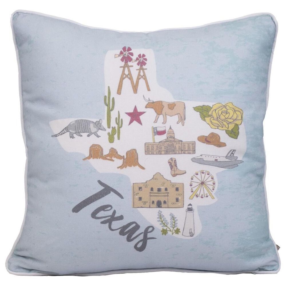 The Royal Standard State 16" x 16" Lone Star Throw Pillow in Misty Blue and Multicolor, , large