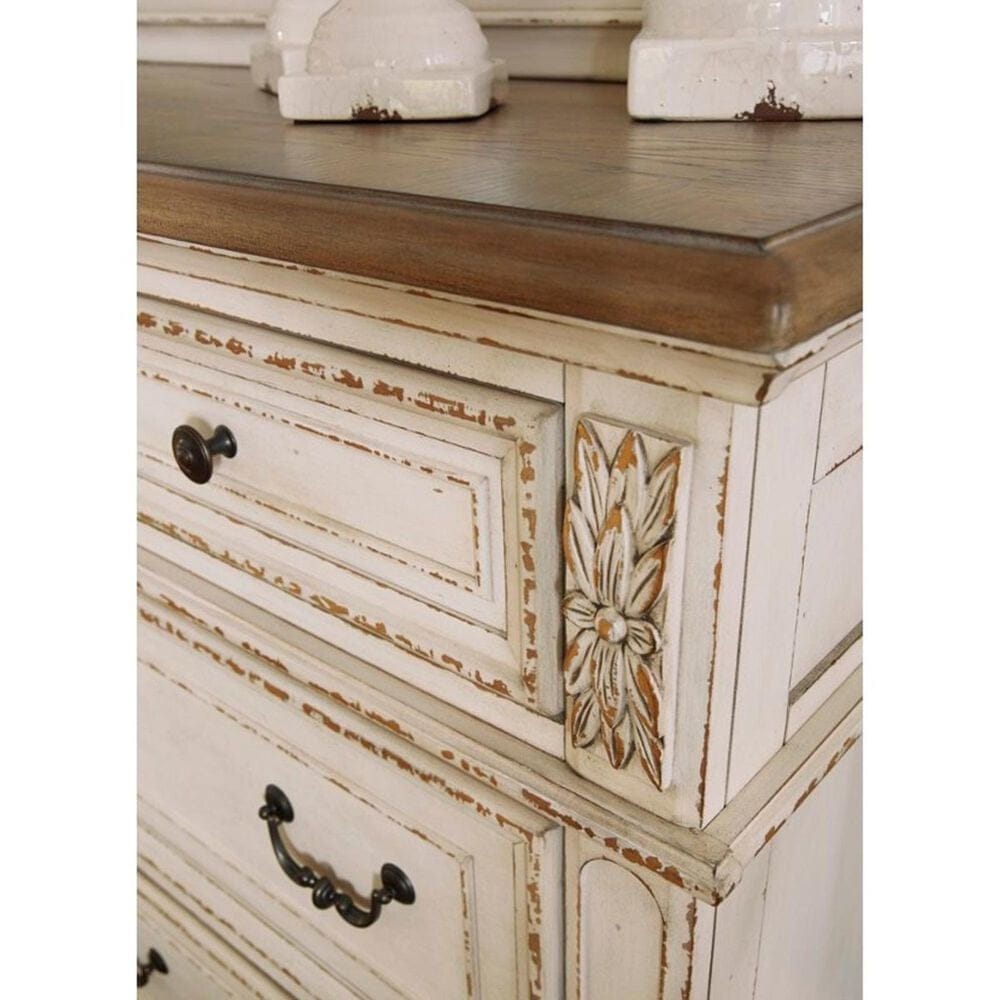 Ashley Realyn Dresser in Chipped White and Brown, , large