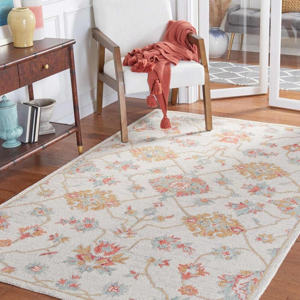 Safavieh Micro-Loop 4&#39; x 6&#39; Silver and Red Area Rug, , large