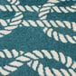 Central Oriental Terrace Tropic Sailors Knot 5" x 7"3" Turquoise and Snow Area Rug, , large