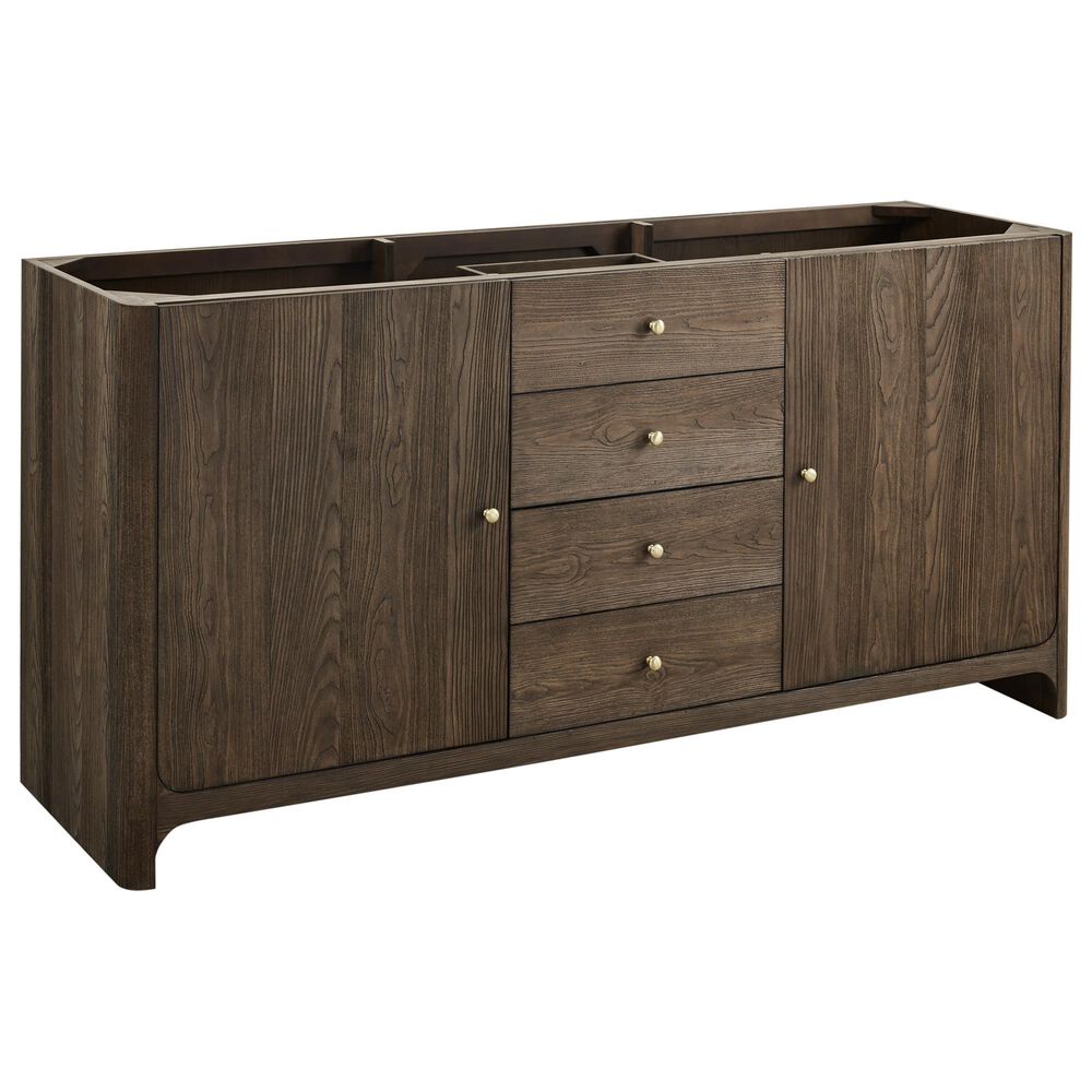 James Martin Vanities Gracyn 72" Double Bathroom Vanity in Sable with 3 cm White Zeus Quartz Top and Rectangular Sinks, , large