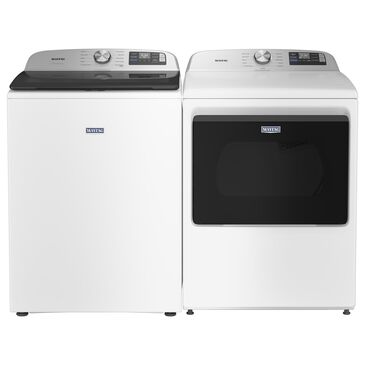 Maytag 5.3 Cu. Ft. Smart Top Load Washer and 7.4 Cu. Ft. Smart Electric Top Load Dryer Laundry Pair in White, , large