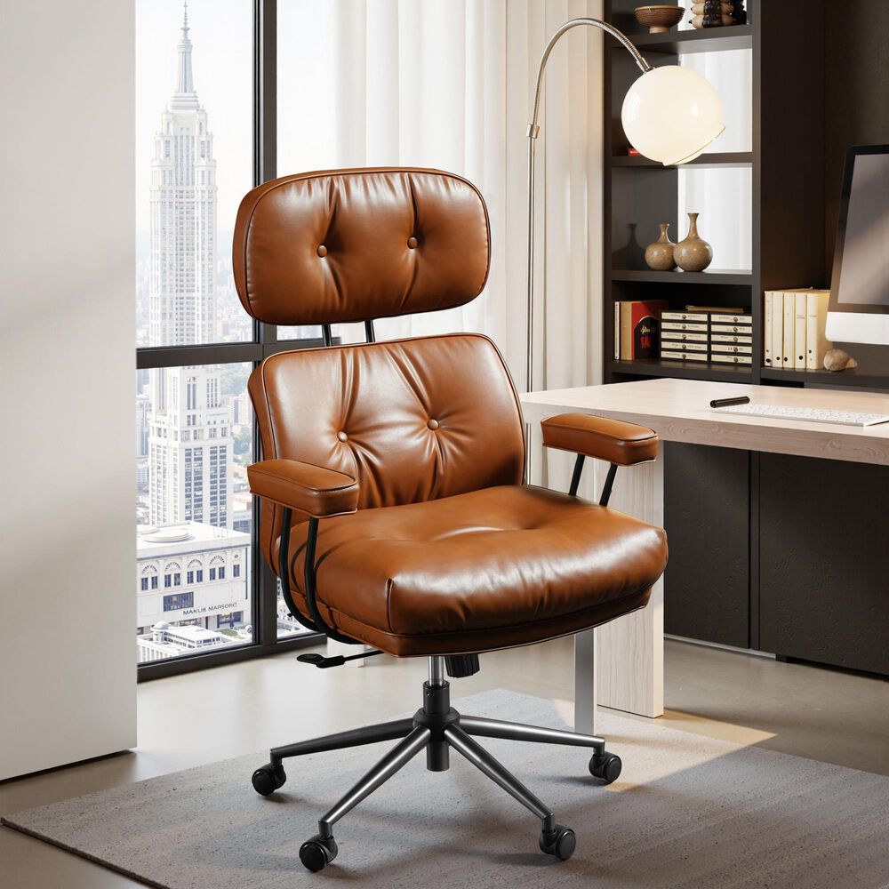 HOMLUX High Back Executive Office Chair with PU Leather in Brown, , large