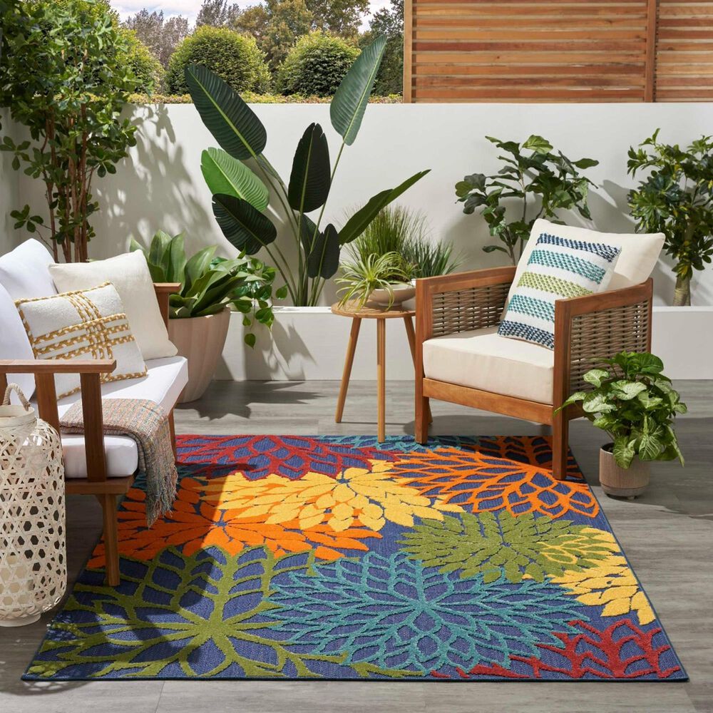 Nourison Aloha ALH05 7&#39;10&quot; x 10&#39;6&quot; Navy and Multicolor Indoor/Outdoor Area Rug, , large