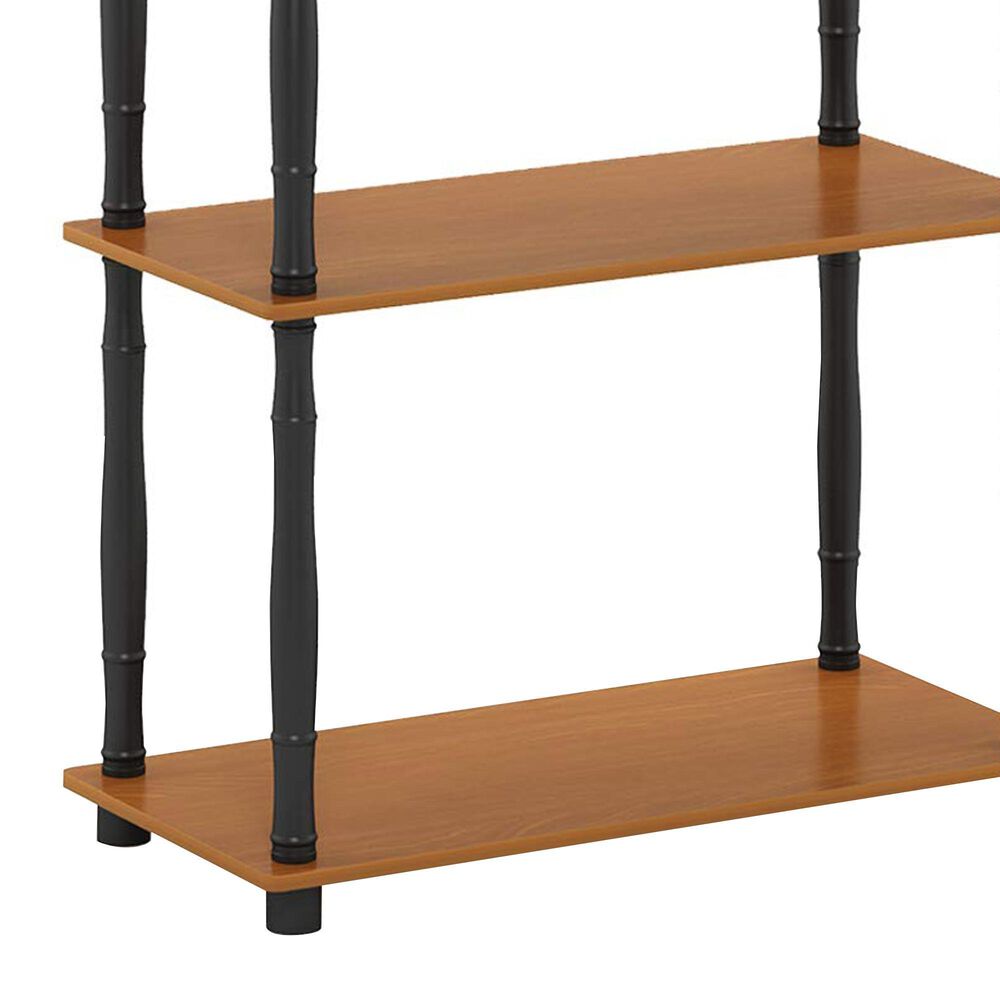 HOMLUX Turn-N-Tube 5-Tier Open Storage Bookshelf in Light Cherry and Black, , large