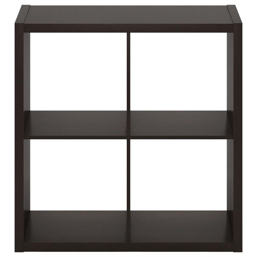HOMLUX 4-Cube Reversible Open Back Bookshelf in Dark Oak, , large