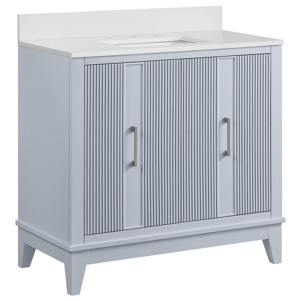 37B Fenwick 36" Single Bathroom Vanity in Soft Blue with Glossy White Composite Stone Top and Backsplash, , large