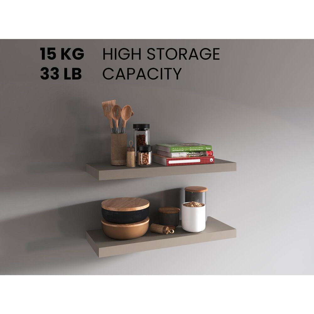Hearth and Haven 32" Floating Wall Shelf in Taupe (Set of 2), , large