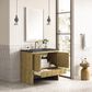 James Martin Vanities Hudson 36" Single Bathroom Vanity in Light Natural Oak with 3 cm Parisien Bleu Quartz Top and Rectangular Sink, , large