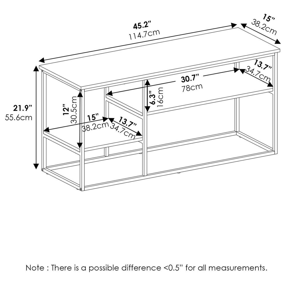 HOMLUX 45" TV Stand with 2 Open Storage Shelves in French Oak Grey, , large