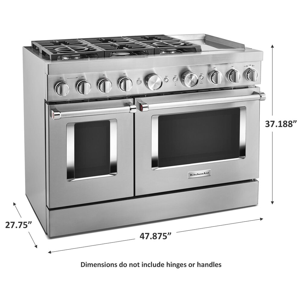 KitchenAid 48&quot; Professional Double Oven Dual Fuel Range in Stainless Steel, , large